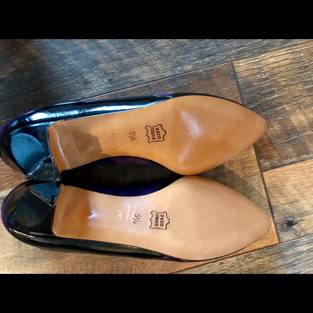 BALLY Purple Suede/Black Leather Kitten Heels - Picture 6 of 7
